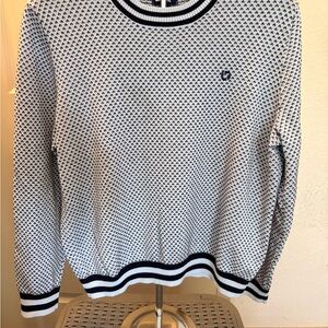 Chase - Lands’ End Light Blue & Navy accent Knit Crewneck Sweater